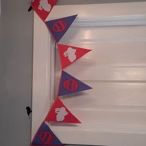 Felt Flag Banner Bunny Rabbit Easter Egg Purple Pink Fun Decoration Bright